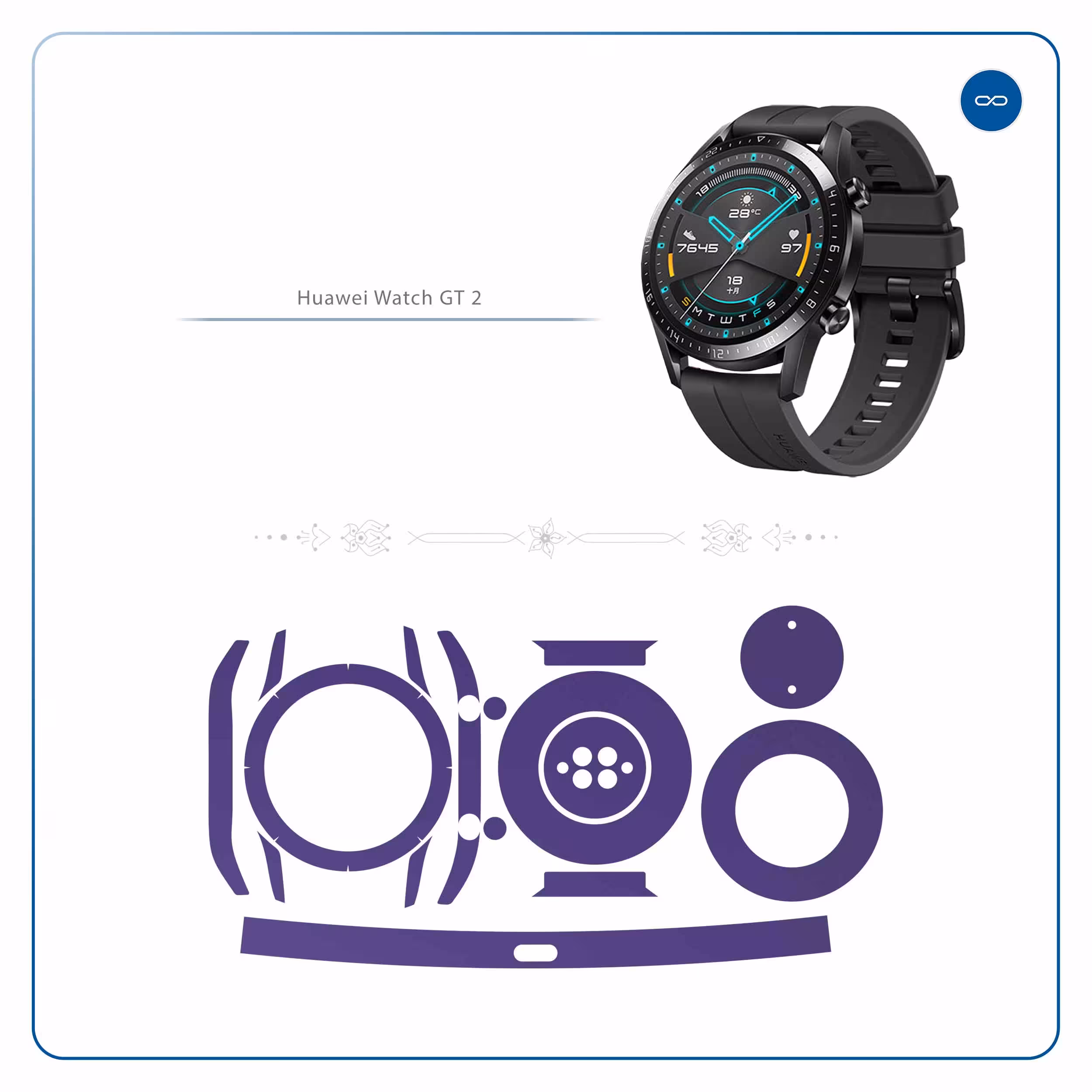 برچسب ماهوت طرح Matte-BlueBerry مناسب برای ساعت هوشمند هوآوی Watch GT2