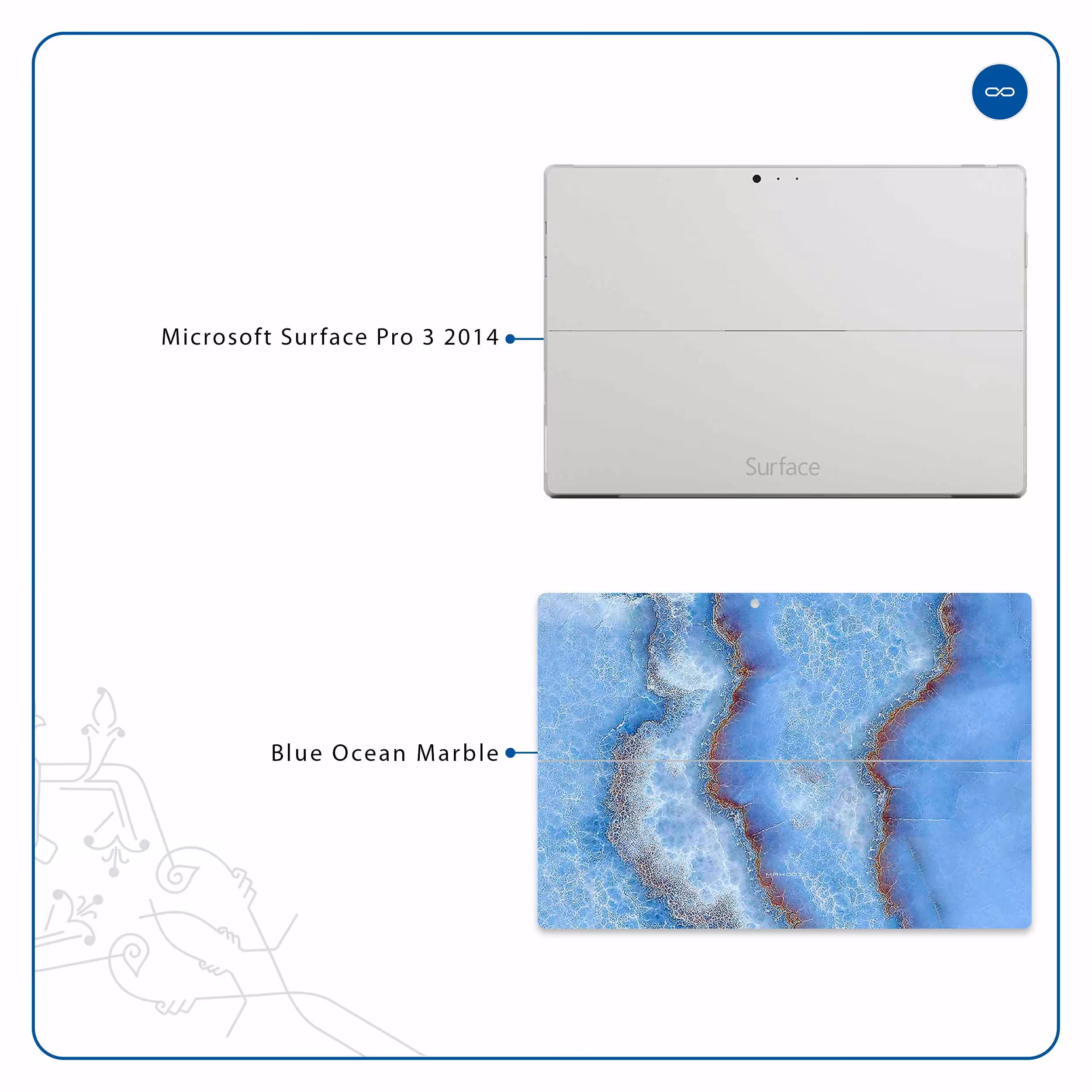 برچسب پوششی ماهوت مدل Blue Ocean Marble مناسب برای تبلت مایکروسافت Surface Pro 3 2014