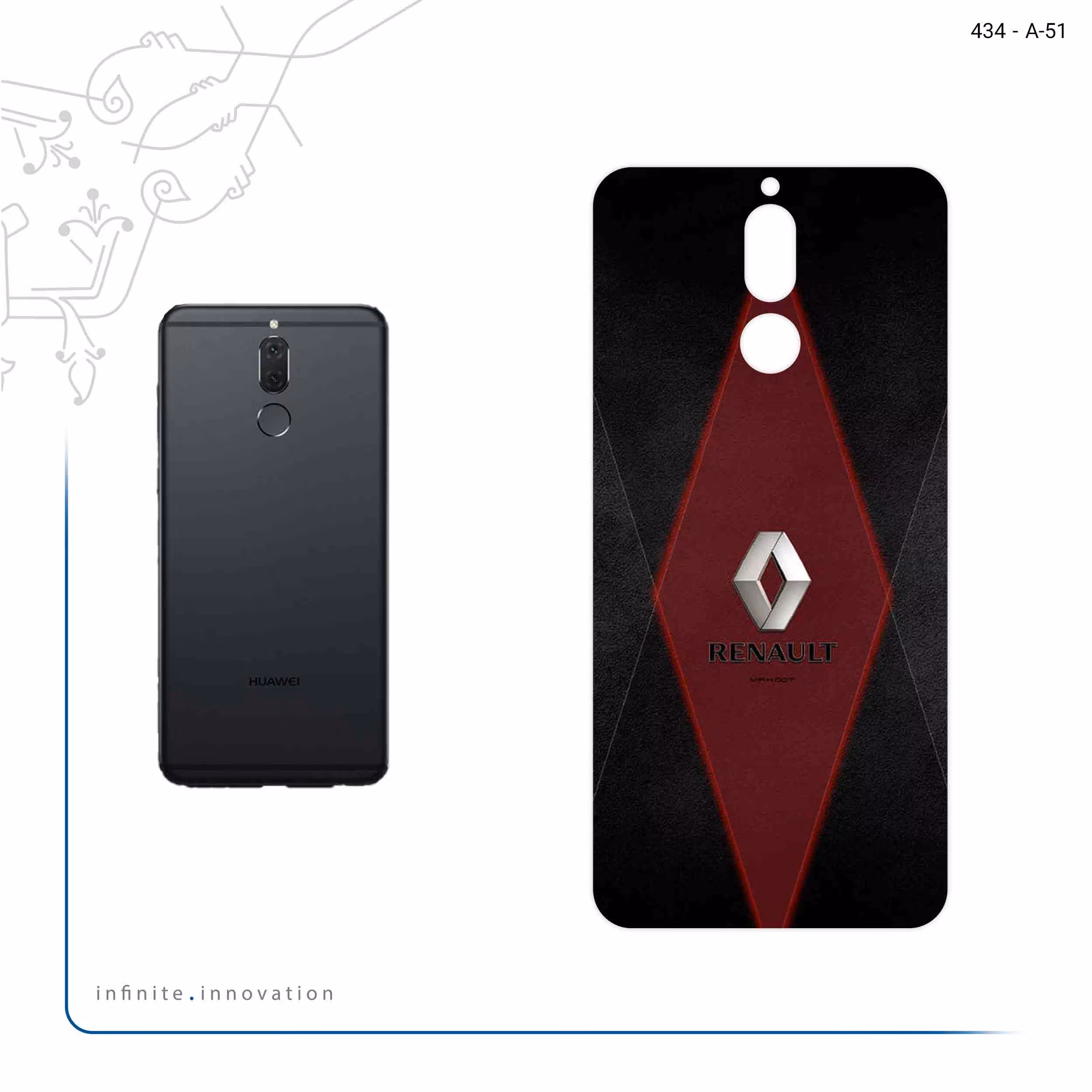 برچسب پوششی ماهوت مدل Renault مناسب برای گوشی موبایل هوآوی Mate 10 Lite