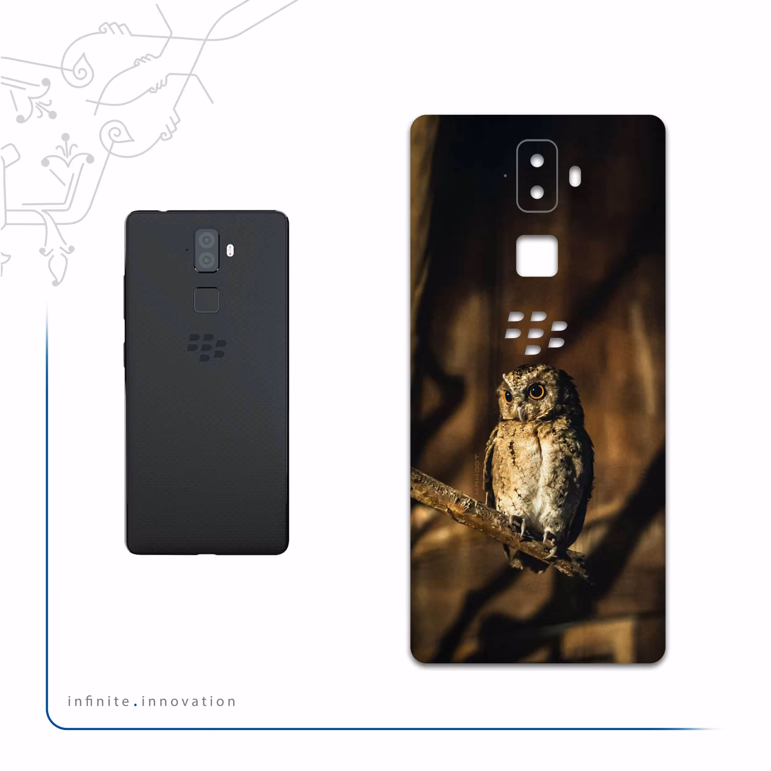 برچسب پوششی ماهوت مدل Owl مناسب برای گوشی موبایل بلک بری Evolve