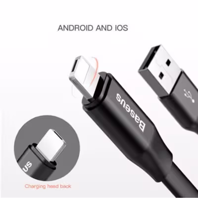 کابل تبدیل USB به لایتنینگ / microUSB / باسئوس مدل Two-in-One 01 طول 0.23 متر