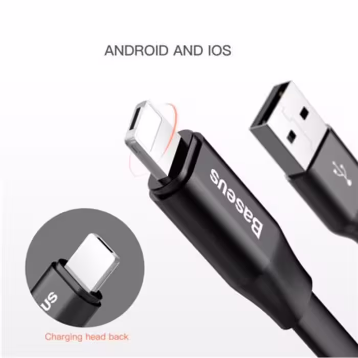 کابل تبدیل USB به لایتنینگ / microUSB / باسئوس مدل Two-in-One 01 طول 0.23 متر