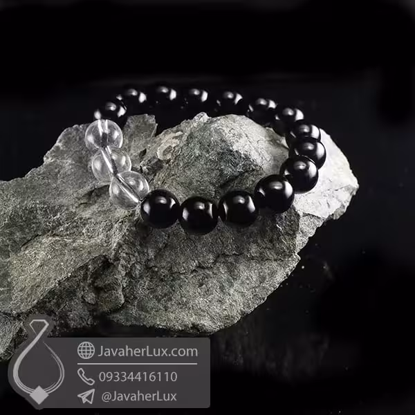 دستبند عقیق سیاه و دُر _ کد : 400692