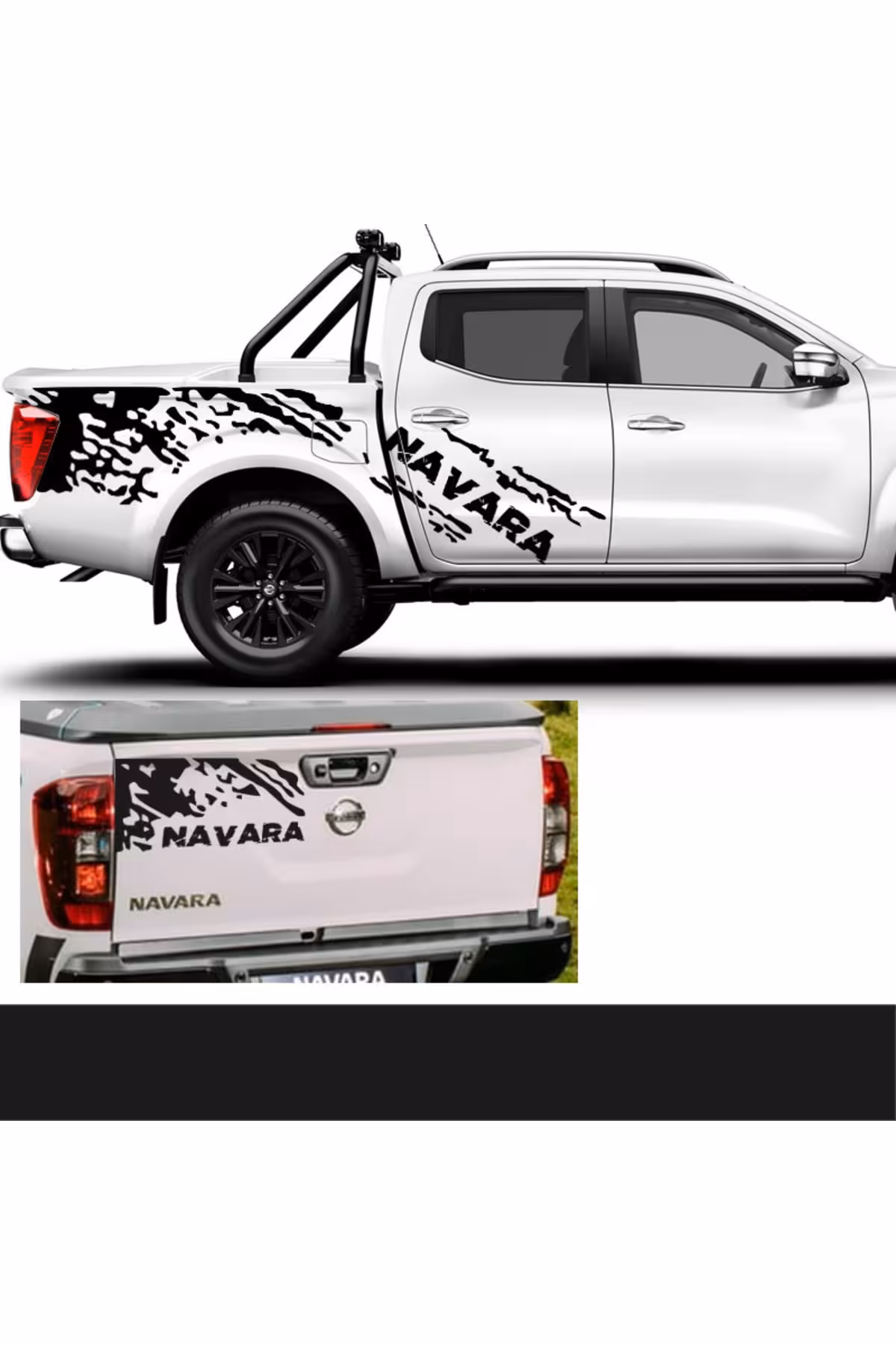 برچسب آرم و نوار شبرنگ مشکی BODY NAVARA OFF ROAD CAR STICKER Melek Pazarı