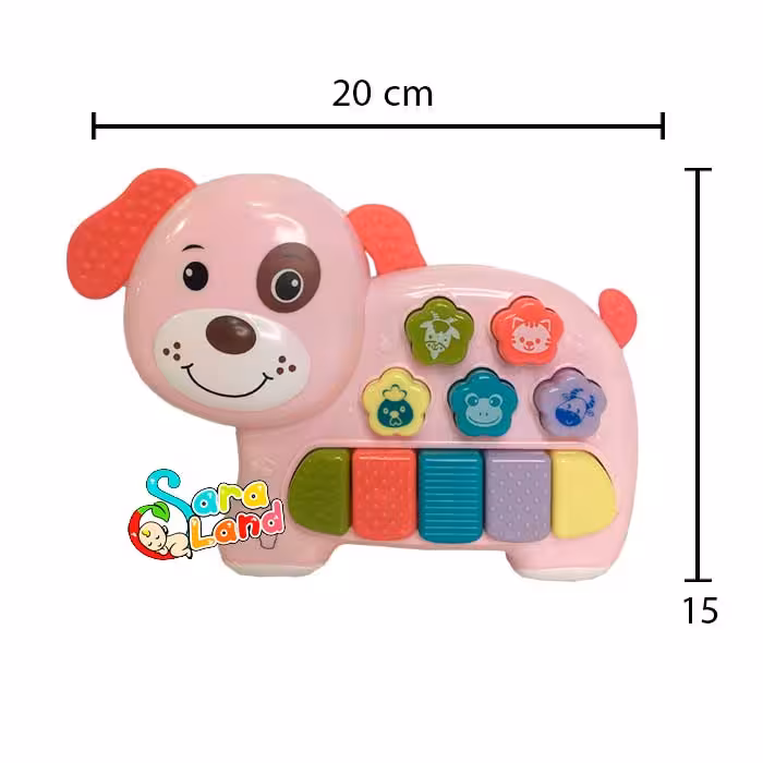 پیانو کودک طرح سگ موزیکال آموزشی صورتی