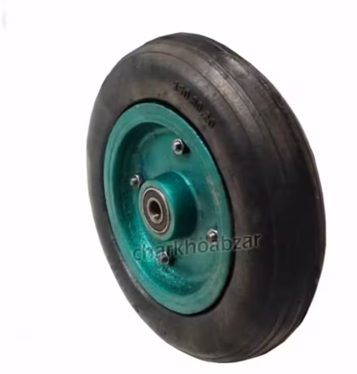 چرخ توپر لاستیکی رینگ چدن پارس (قیمت عمده با درصد تخفیف خوب تماس بگیرید)