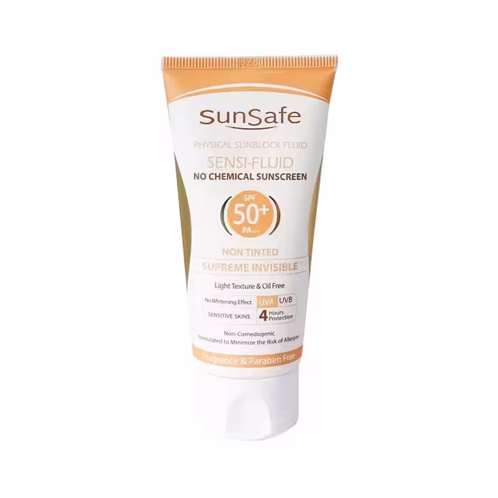 فلوئید ضد آفتاب SPF50  فیزیکال سان سیف مناسب پوست ‌های حساس 50 میلی لیتر Sunsafe Sensi SPF50  Fluid No Chemical Sunscreen
