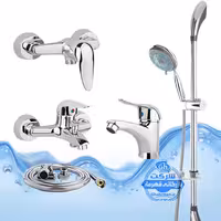 ست 5 عددی شیرآلات برند آیدا صنعت مدل قهرمان | روشویی   توالت   حمام   شلنگ   علم دوش یونیکا | کروم براق