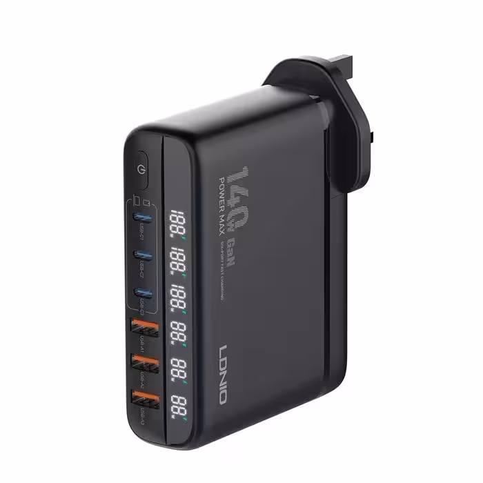 شارژر رومیزی 140 وات الدینیو مدل GaN A6140C