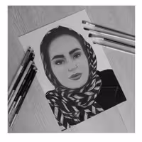 طراحی چهره با تکنیک سیاه قلم روی مقوا اشتنباخ