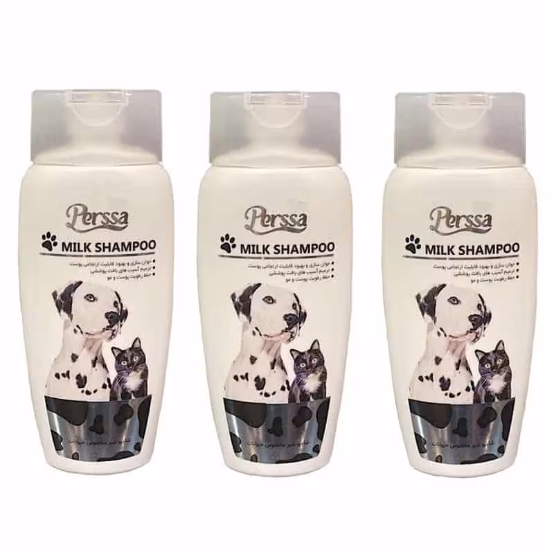 شامپو حیوانات پرسا مدل شیر حجم 250 میلی لیتر پک سه عددی
