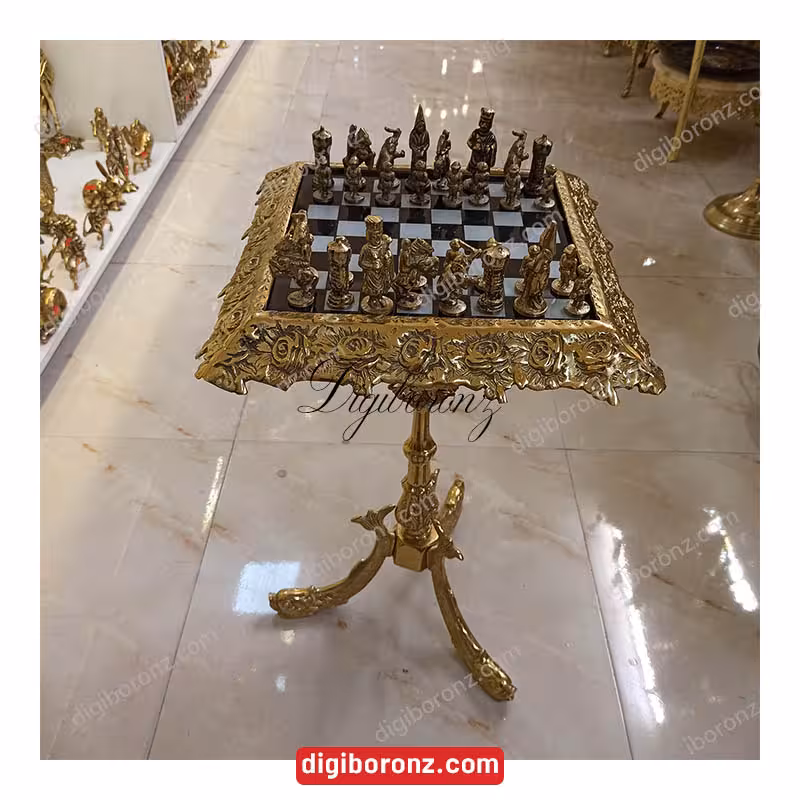 شطرنج برنجی برنزی پايه ماهی بزرگ با مهره
