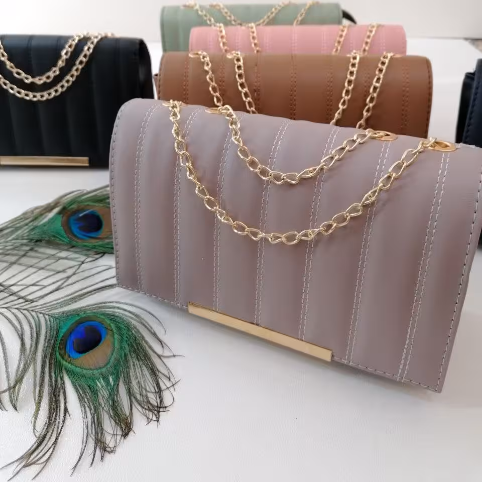 کیف مجلسی زنانه زنجیری طوسی