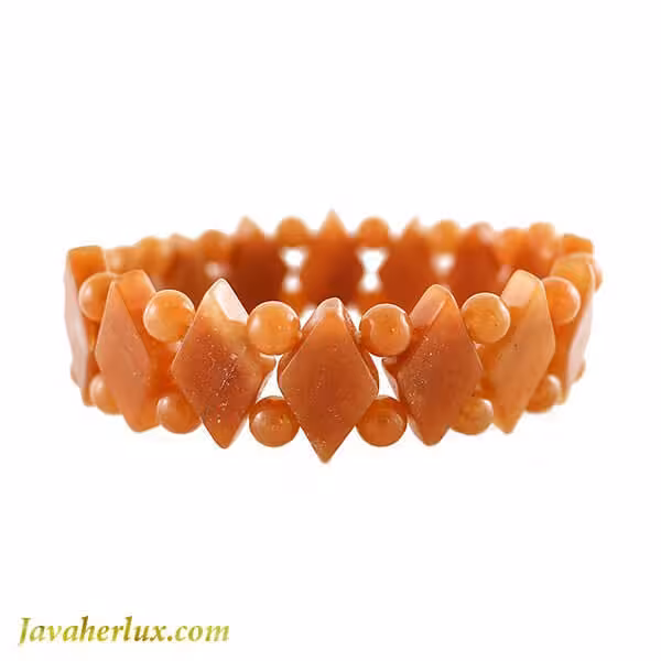 دستبند سنگ آونتورین پرتقالی مدل هانه _ کد : 400026