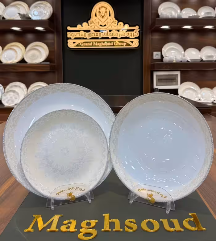 سرویس 26 پارچه آرکوپال مقصود طرح هایدا کرم لب نقره ای