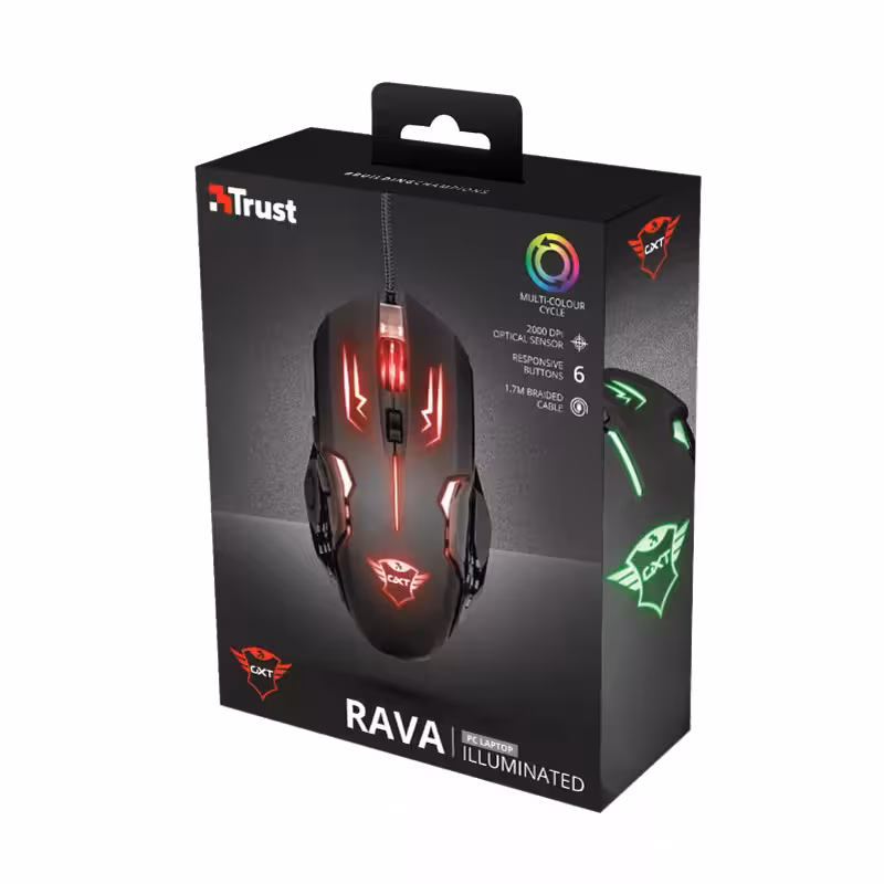 ماوس مخصوص بازی تراست مدل GXT 108 Rava illuminated