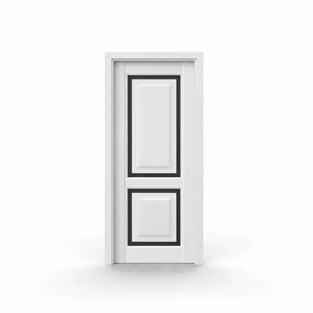 درب اتاقی MDF سفید مدل کلاسیک دوبل با حاشیه مشکی کد 30267