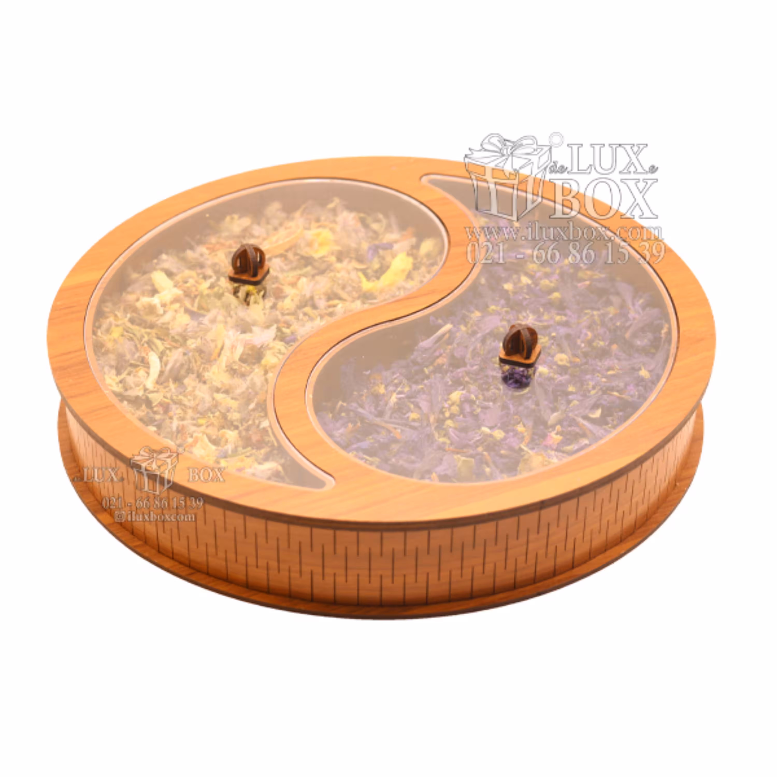 جعبه پذیرایی دمنوش جعبه آجیل و خشکبار چوبی لوکس باکس کد LB36-01 