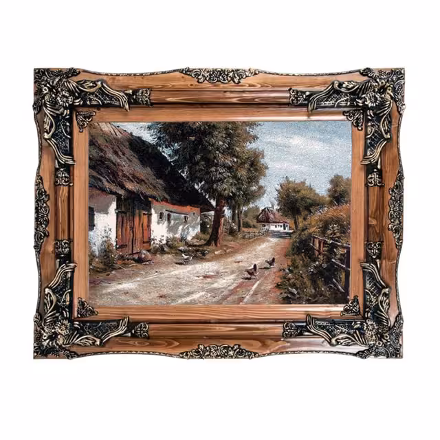 تابلو فرش ماشینی دنیای فرش طرح دهکده کد 155
