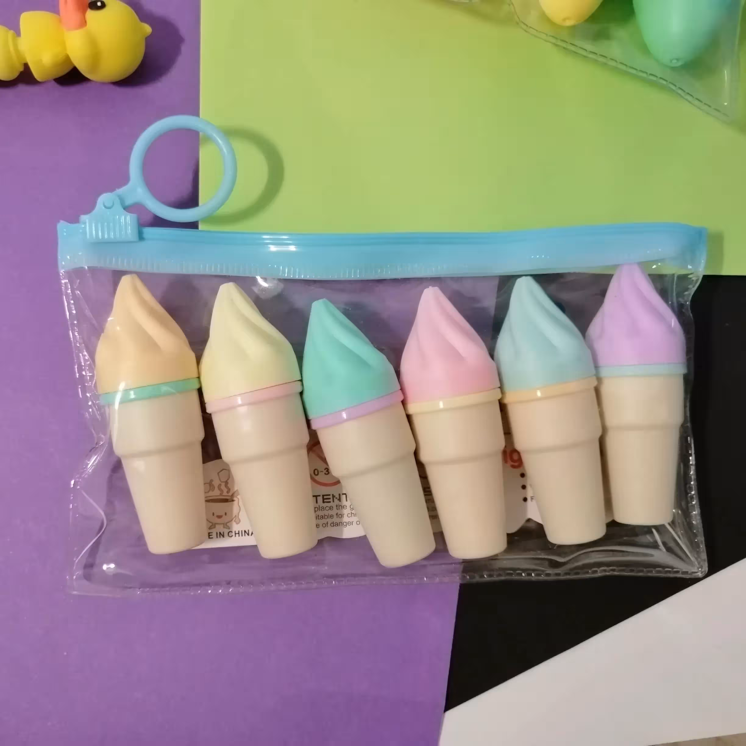 ماژیک هایلایت طرح بستنی قیفی فروش به صورت تکی