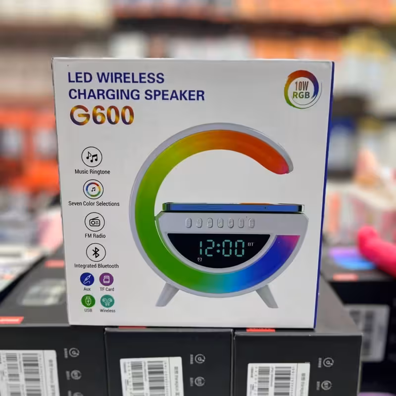 اسپیکر شارژر وایرلس چراغ خواب رادیو G مدل G600 ساعت دیجیتال رقص نور