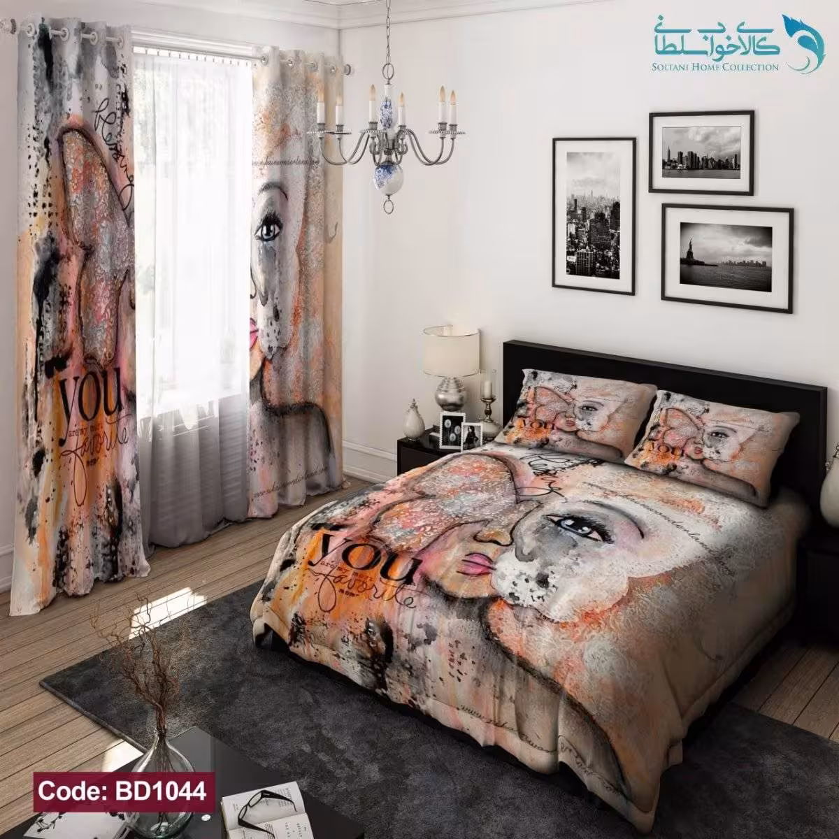 روتختی طرح دختر پروانه ای دو نفره کد BD1044