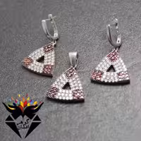 نیم ست نقره زنانه رنگی کد NS_1083