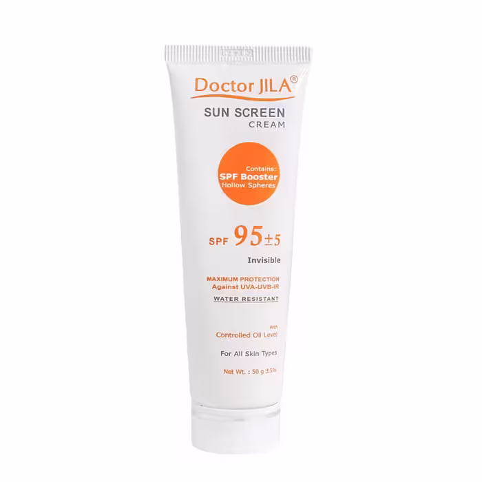 ضدآفتاب با چربی کنترل شده بی رنگ spf 95 دکترژیلا