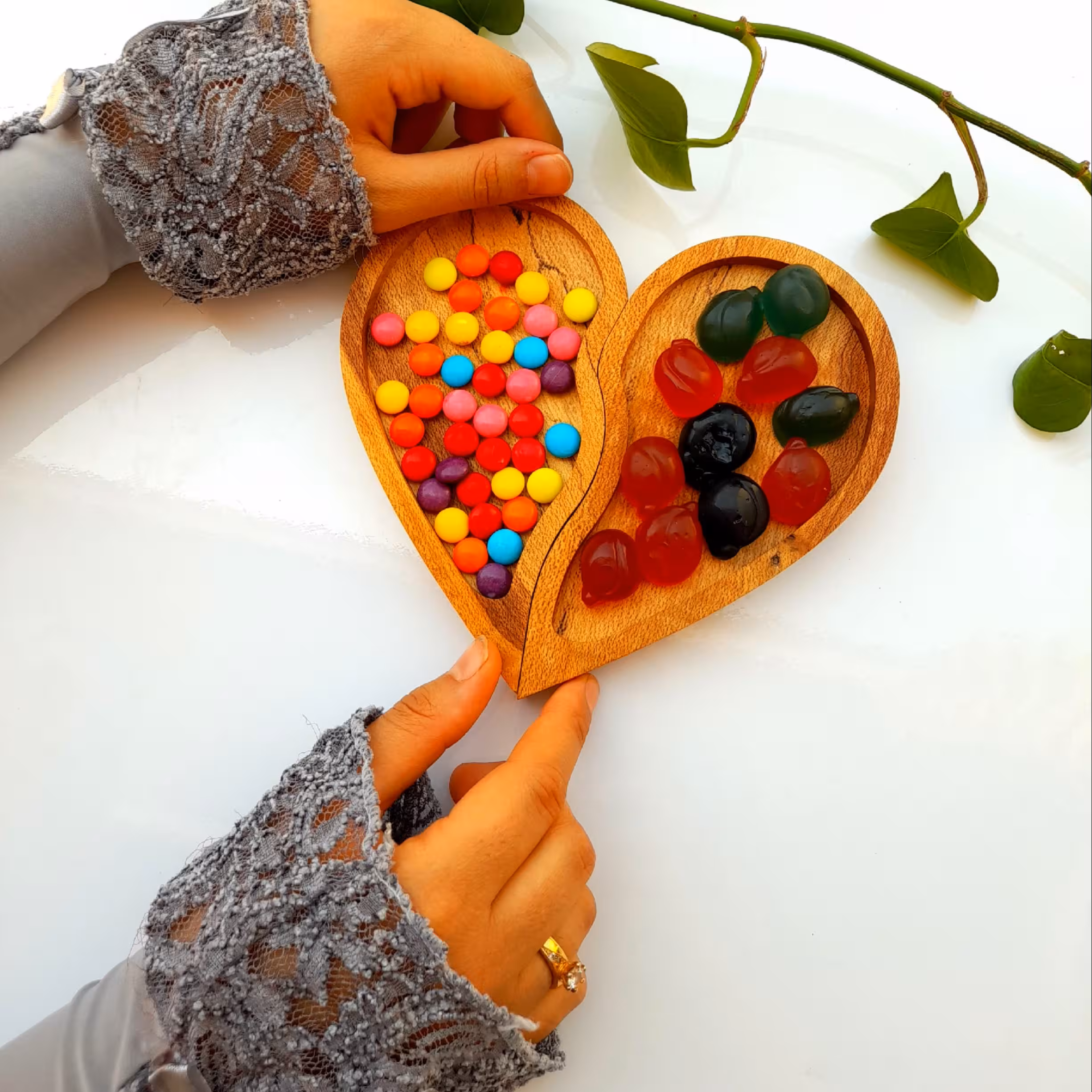 اردوخوری چوبی طرح قلب (دوتیکه)
