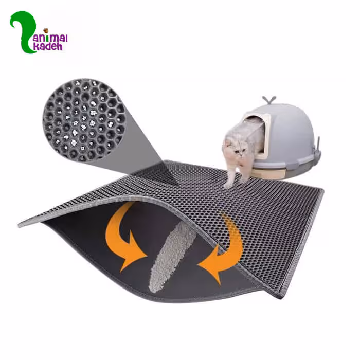 مت زیر ظرف خاک گربه سایز لارج 50*70 مشکی