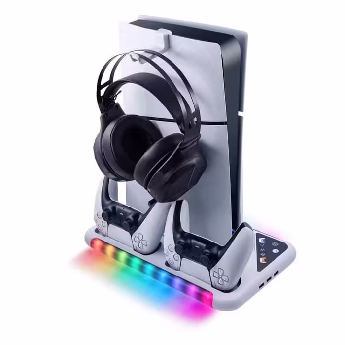 پایه فن و شارژر RGB دار ps5 – سفید