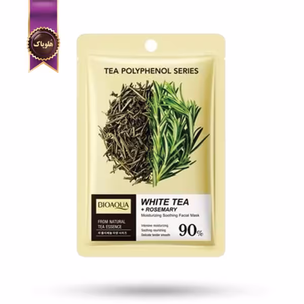 ماسک صورت ورقه‌ ای بیوآکوا BIOAQUA مدل عصاره چای سفید و رزماری White Tea & Rosemary پک 1 عددی (اورجینال)