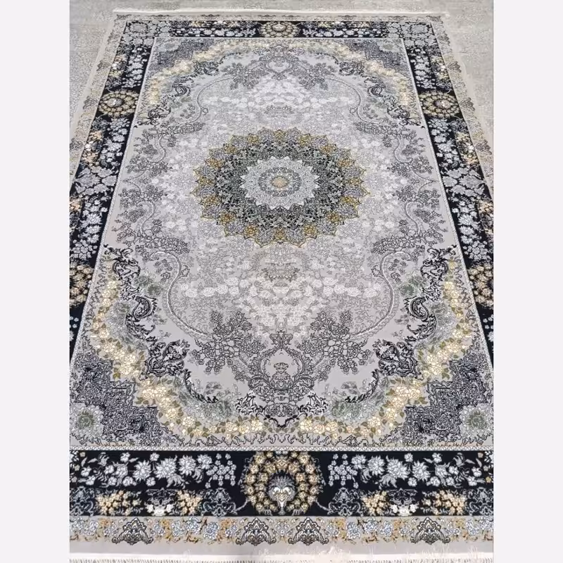 فرش ماشینی 12متری باکیفیت بی سی اف نقشه آهونقره ایی زیبا