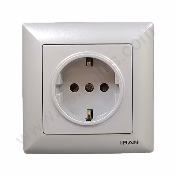 پریز برق ارت دار مدل الیزه رنگی نقره ای