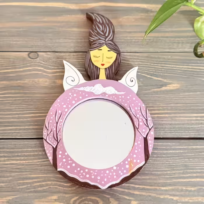 آینه دستی نازگل طرح پنج