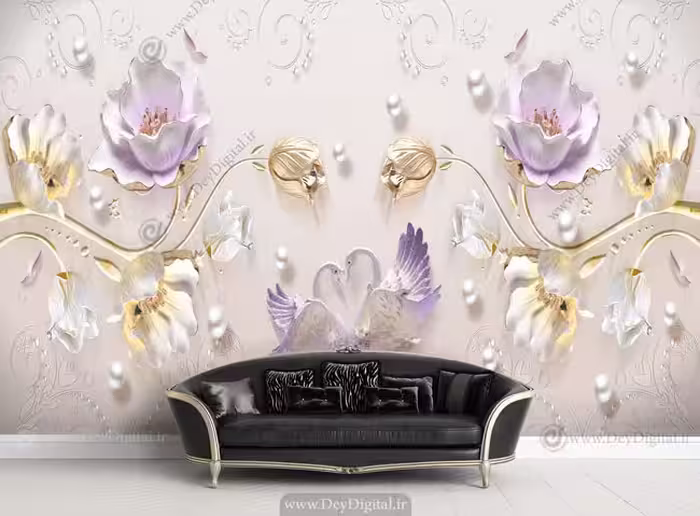 پوستر دیواری سه بعدی گل تزیینی BA-3767