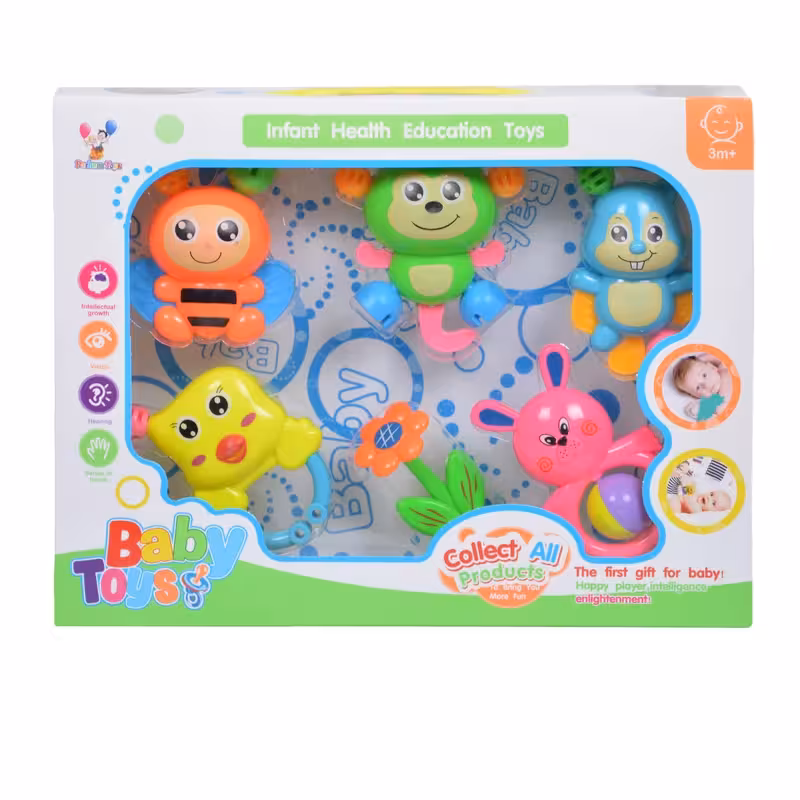 جغجغه فانتزی کودک بی بی تویز، مدل حیوانات خوشحال (6 عدد)