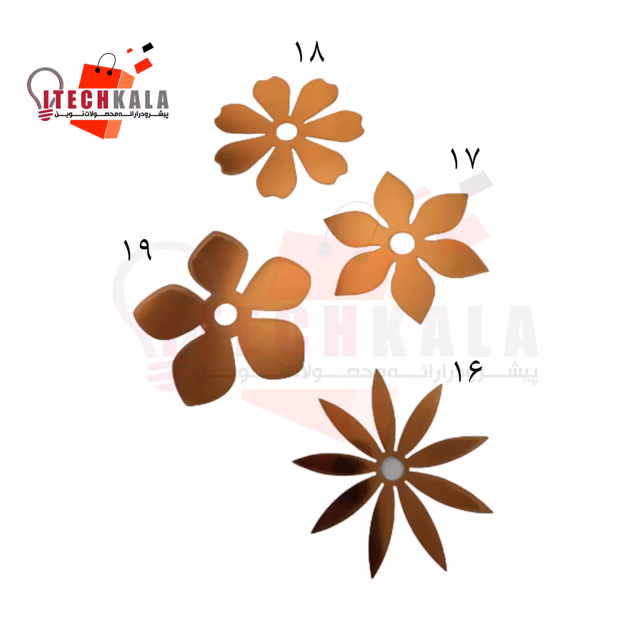 ورق طلای مقوایی گل 7 سانتی [ 4عددی]