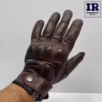 دستکش زمستانی زیپ دار موتور سیکلت چرم قهوه ای روشن TRY brw w