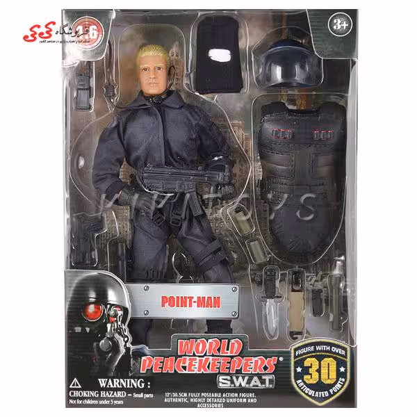 اکشن فیگور سرباز ضد شورش با جلیقه با تجهیزات نظامی 90196E برند ام اند سی WORLD PEACEKEEPERS WITH ACCESSORIES