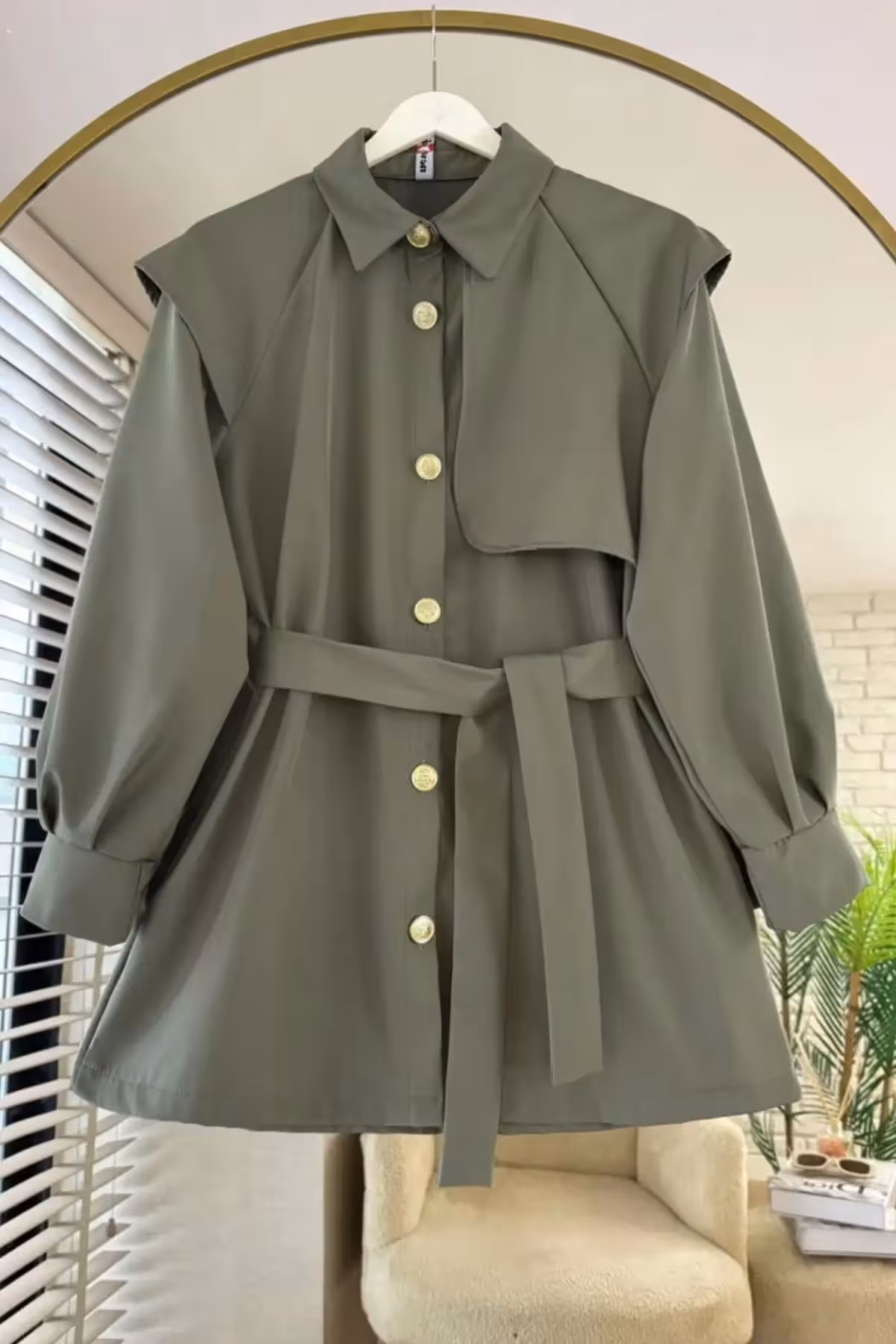 مانتو ترنج خاکی - 2356