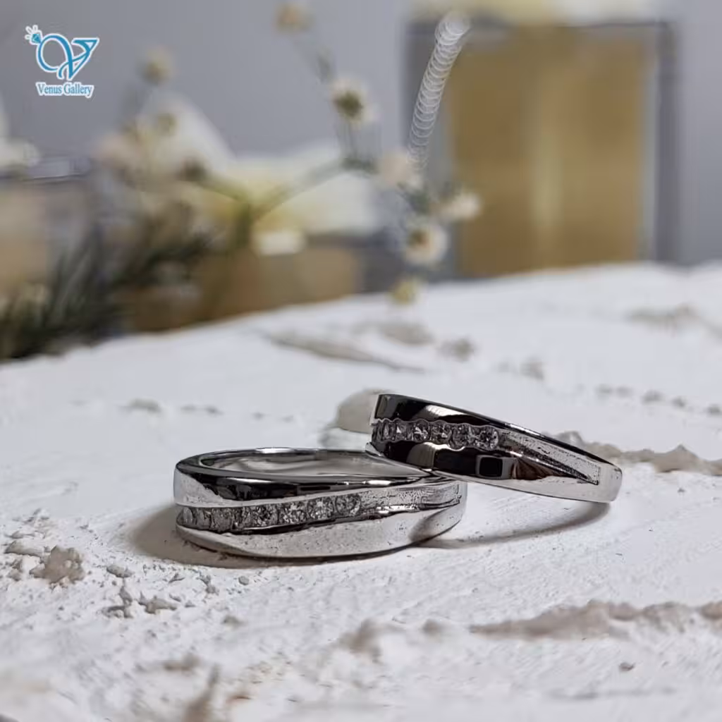 حلقه ست نقره نگین دار طرح طلا