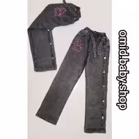 شلوار لی دخترانه کنار دکمه دودی 