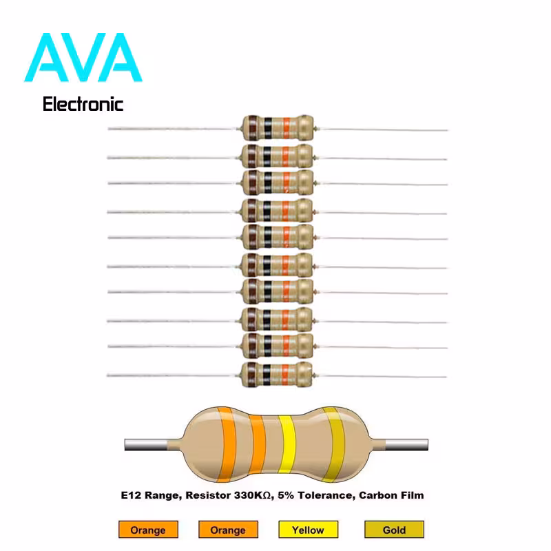 مقاومت 330 کیلو اهم 1 وات 5 درصد بسته 50 تایی