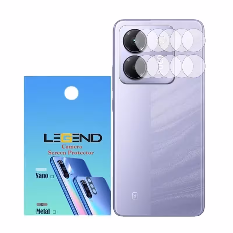محافظ لنز دوربین لجند مدل نانو گلس مناسب برای موبایل شیائومی Poco M7 Pro 5G بسته 5 عددی