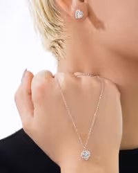 نیمست وارداتی قلب جواهری نقره کد 00651