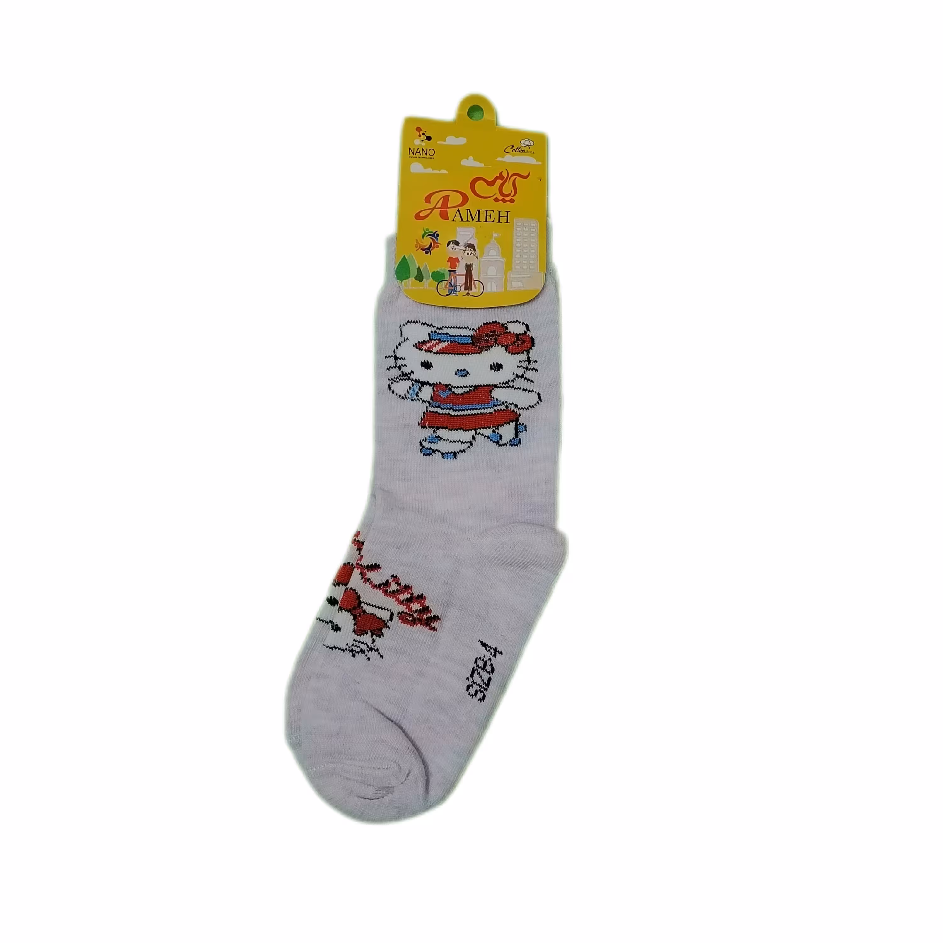 جوراب بچه گانه طرح کیتی مناسب 3 تا 10 سال 