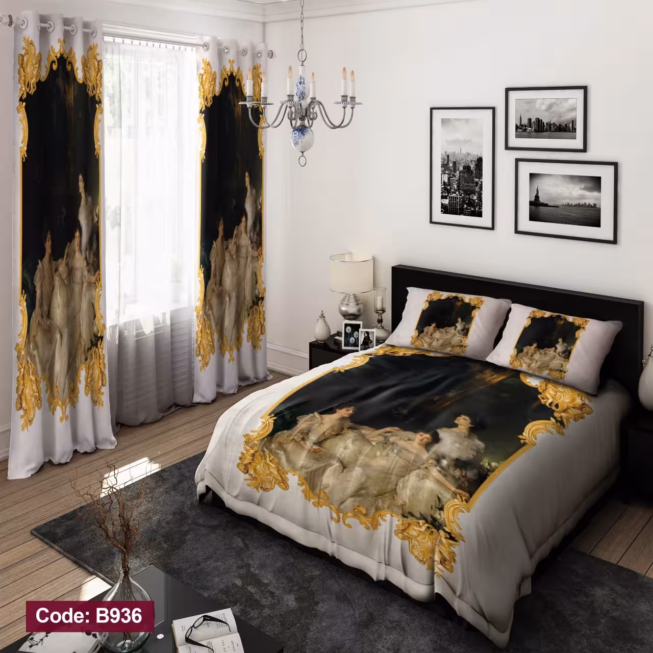 ست 6 تکه روتختی مخمل ضد لک ترک طرح بزرگسال کد 936