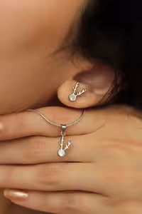 نیمست گوزن ایتالیایی جواهری نقره کد 00574