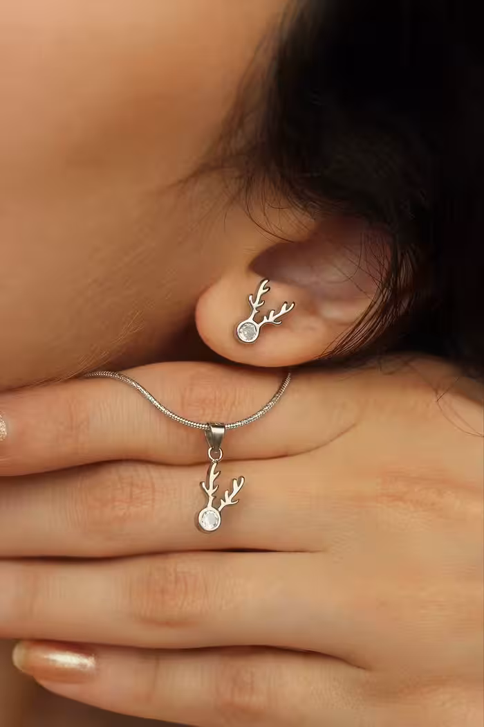 نیمست گوزن ایتالیایی جواهری نقره کد 00574